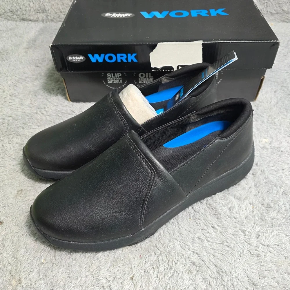 Dr. Scholls‎ Black Slip Oil Resistant Work Slip On Shoes Womens 9 WIDE New